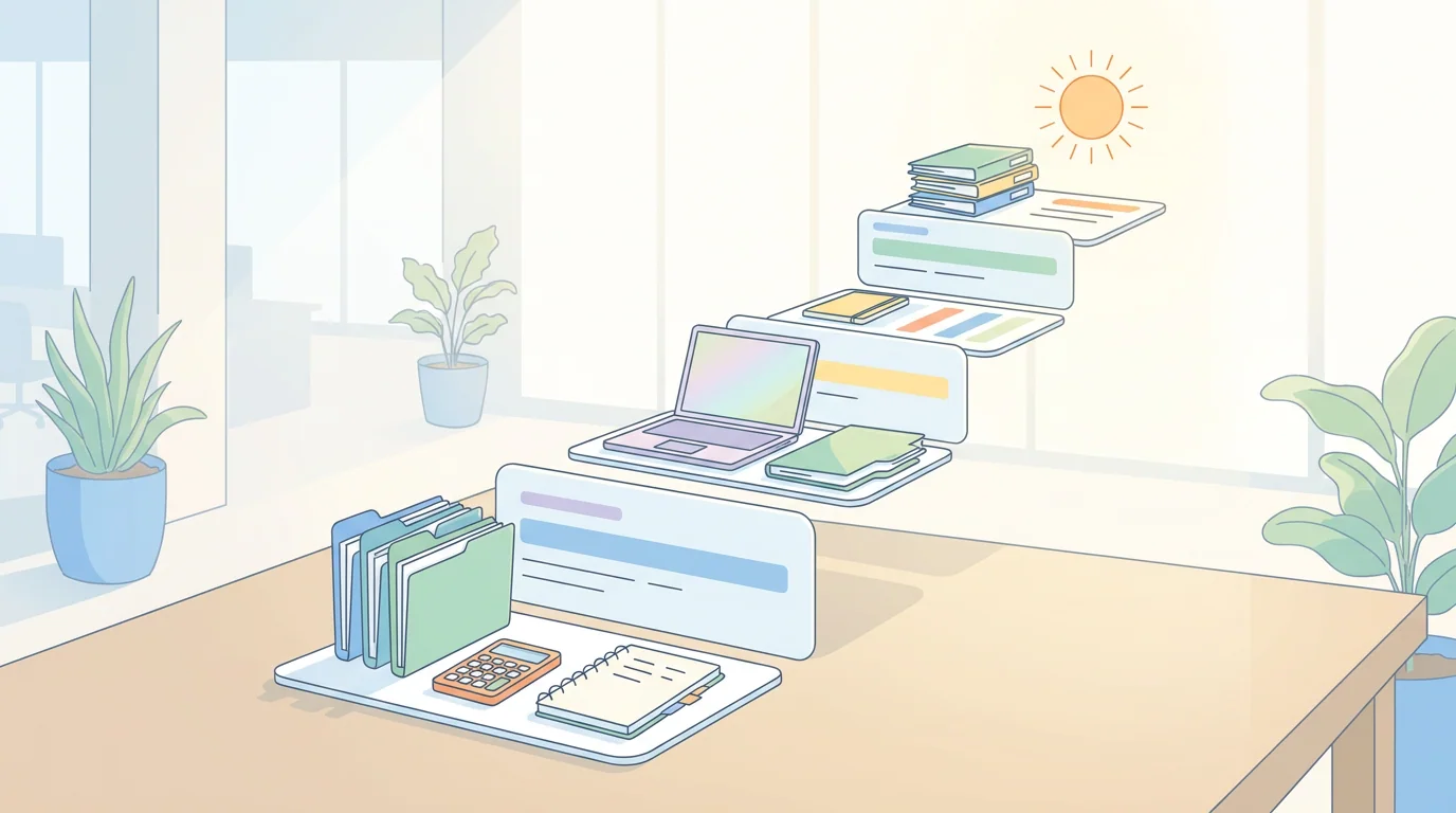 Clinical research salary notes and career levels reviewed on a laptop